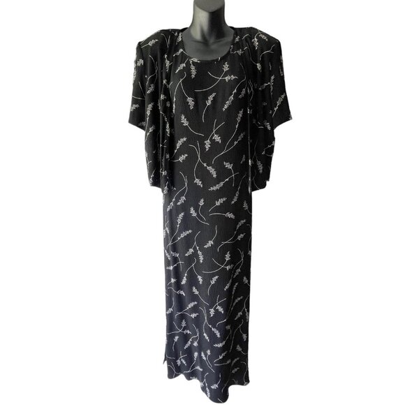 90s VTG Molly Malloy Sleeveless Floral Maxi Black Dress With Cover Women’s 12 - Picture 4 of 16